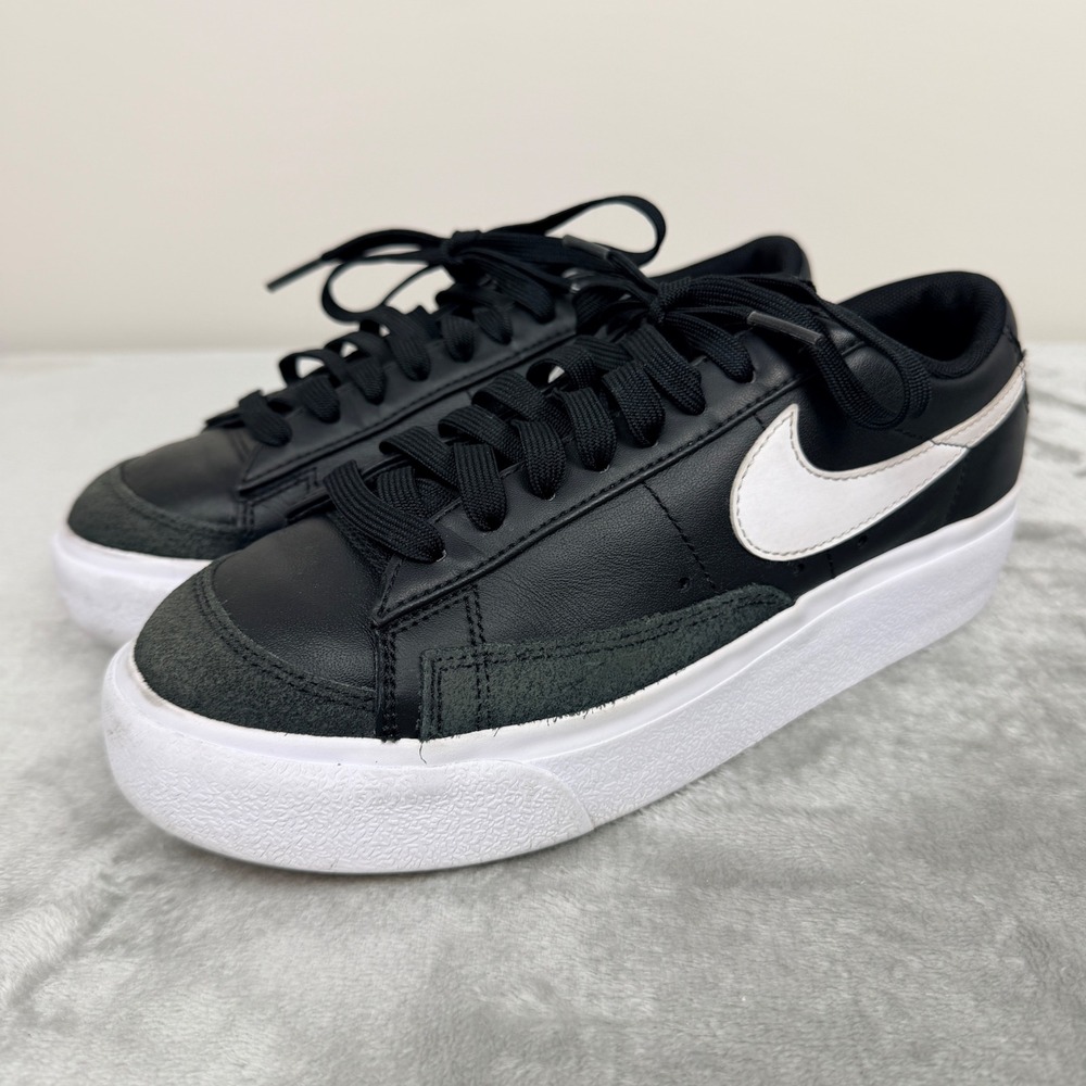 Nike Blazer Low Platform Black White DJ0292-001 Womens Size 6